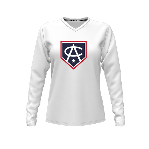 [FTLVCFWH-FYXS-LOGO3] Decker Comfort T-Shirt (Female Youth XS, White, V Neck, Logo 3, Long Sleeve)